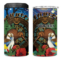 Kiwi-Kookaburra Bird ANZAC Personalised 4 in 1 Can Cooler Tumbler Aussie Golden Wattle Poppy Folowers