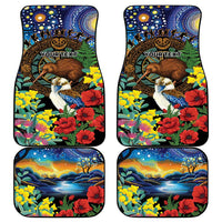 Kiwi-Kookaburra Bird ANZAC Personalised Car Mats Aussie Golden Wattle Poppy Flowers