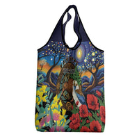 Kiwi-Kookaburra Bird ANZAC Personalised Grocery Bag Aussie Golden Wattle Poppy Flowers