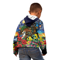 Kiwi-Kookaburra Bird ANZAC Personalised Kid Hoodie Aussie Golden Wattle Poppy Flowers