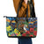 Kiwi-Kookaburra Bird ANZAC Personalised Leather Tote Bag Aussie Golden Wattle Poppy Flowers