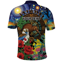 Kiwi-Kookaburra Bird ANZAC Personalised Polo Shirt Aussie Golden Wattle Poppy Flowers