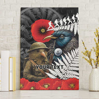 Kiwi-Tui Bird Soldier ANZAC Day Personalised Canvas Wall Art Maori Silver Fern Motif