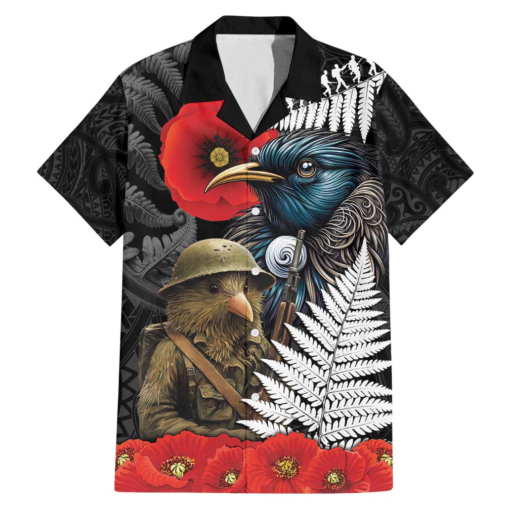 Kiwi-Tui Bird Soldier ANZAC Day Personalised Family Matching Mermaid Dress and Hawaiian Shirt Maori Silver Fern Motif