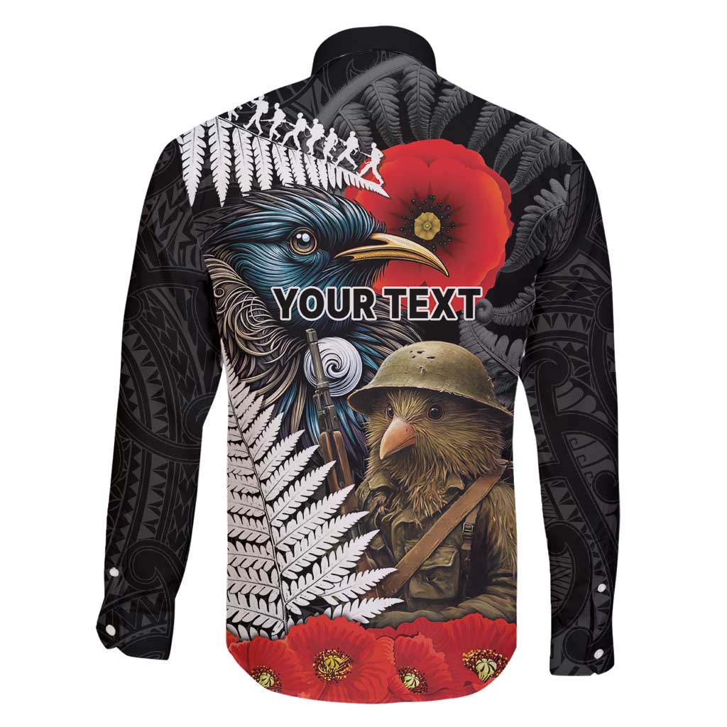Kiwi-Tui Bird Soldier ANZAC Day Personalised Family Matching Mermaid Dress and Hawaiian Shirt Maori Silver Fern Motif