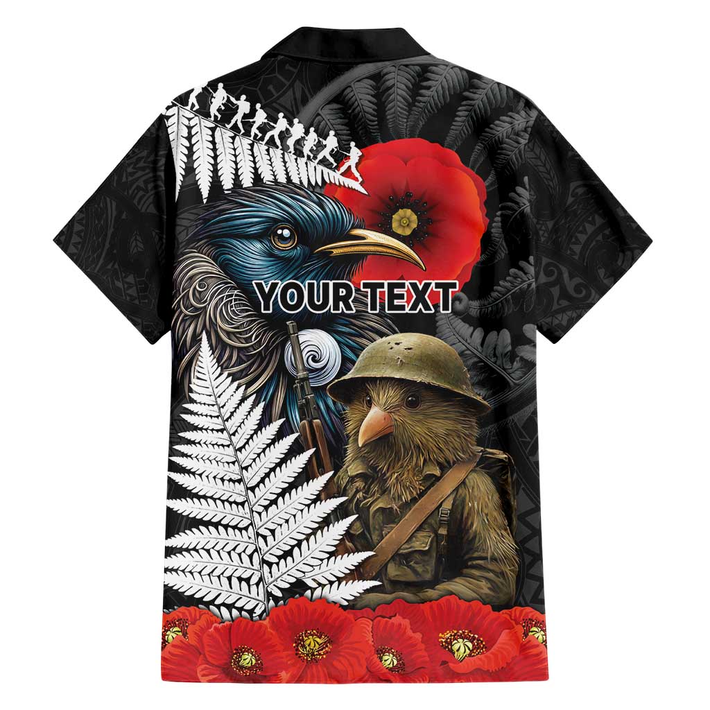 Kiwi-Tui Bird Soldier ANZAC Day Personalised Family Matching Short Sleeve Bodycon Dress and Hawaiian Shirt Maori Silver Fern Motif