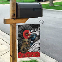 Kiwi-Tui Bird Soldier ANZAC Day Personalised Garden Flag Maori Silver Fern Motif