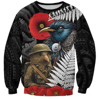 Kiwi-Tui Bird Soldier ANZAC Day Personalised Sweatshirt Maori Silver Fern Motif