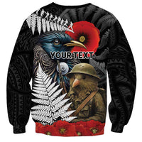 Kiwi-Tui Bird Soldier ANZAC Day Personalised Sweatshirt Maori Silver Fern Motif