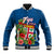 Polynesian Pride Fiji Baseball Jacket Tropical Flowers and Tapa Pattern LT9 Unisex Blue - Polynesian Pride
