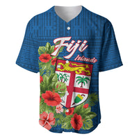 Polynesian Pride Fiji Baseball Jersey Tropical Flowers and Tapa Pattern LT9 - Polynesian Pride