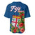 Polynesian Pride Fiji Baseball Jersey Tropical Flowers and Tapa Pattern LT9 - Polynesian Pride