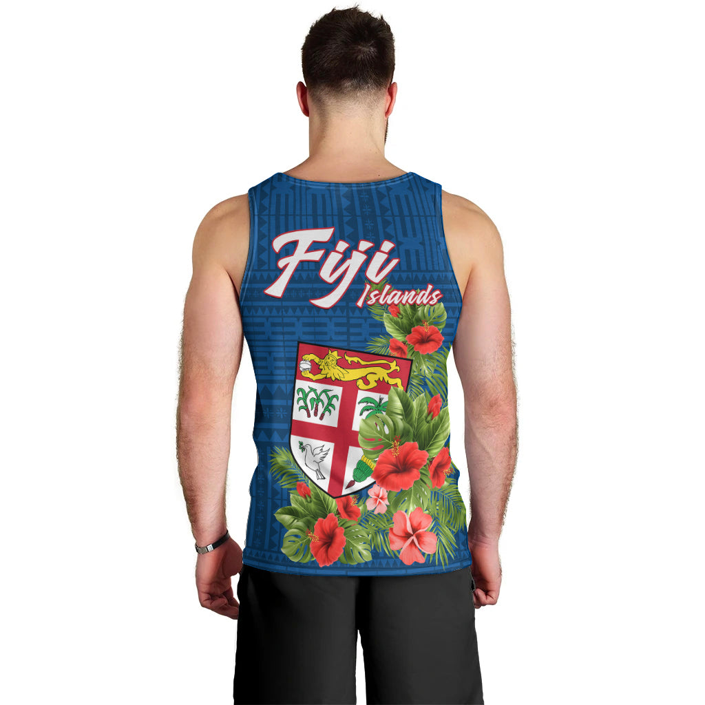 Polynesian Pride Fiji Men Tank Top Tropical Flowers and Tapa Pattern LT9 - Polynesian Pride