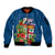 Polynesian Pride Fiji Sleeve Zip Bomber Jacket Tropical Flowers and Tapa Pattern LT9 Unisex Blue - Polynesian Pride