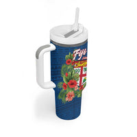 Fiji Island Tropical Flowers and Tapa Pattern Tumbler With Handle LT9 - Polynesian Pride