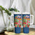 Fiji Island Tropical Flowers and Tapa Pattern Tumbler With Handle