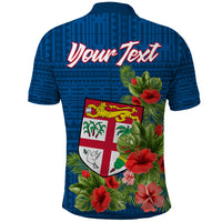 Custom Fiji Polo Shirt Tropical Flowers and Tapa Pattern LT9 - Polynesian Pride