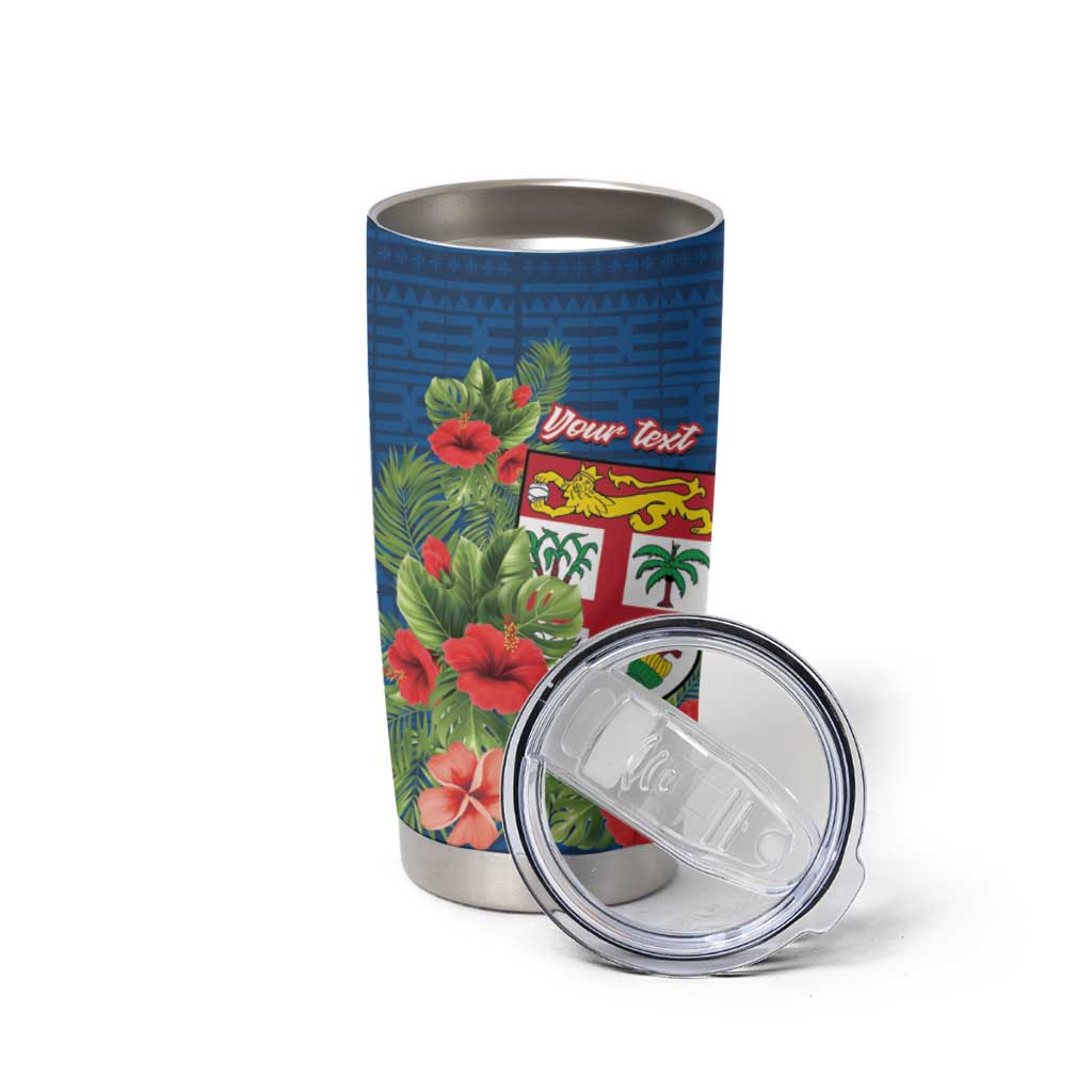 Personalised Fiji Island Tropical Flowers and Tapa Pattern Tumbler Cup LT9 - Polynesian Pride