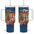 Personalised Fiji Island Tropical Flowers and Tapa Pattern Tumbler With Handle