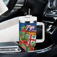 Personalised Fiji Island Tropical Flowers and Tapa Pattern Tumbler With Handle LT9 - Polynesian Pride