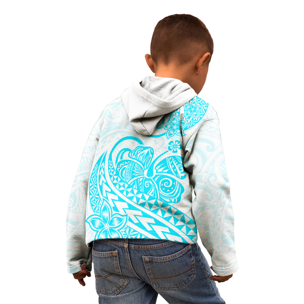 Polynesian Kid Hoodie Tribal Tattoo Aqua Screen Color LT9 - Polynesian Pride