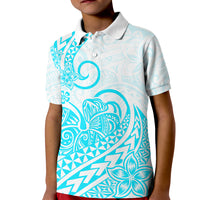 Polynesian Kid Polo Shirt Tribal Tattoo Aqua Screen Color LT9 Kid Aqua - Polynesian Pride