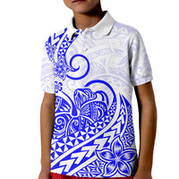 Polynesian Kid Polo Shirt Tribal Tattoo Blue Screen Color LT9 Kid Blue - Polynesian Pride