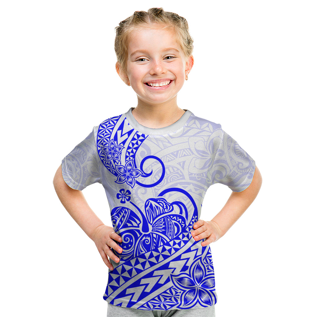 Polynesian Kid T Shirt Tribal Tattoo Blue Screen Color LT9 Blue - Polynesian Pride