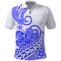 Polynesian Polo Shirt Tribal Tattoo Blue Screen Color LT9 Blue - Polynesian Pride