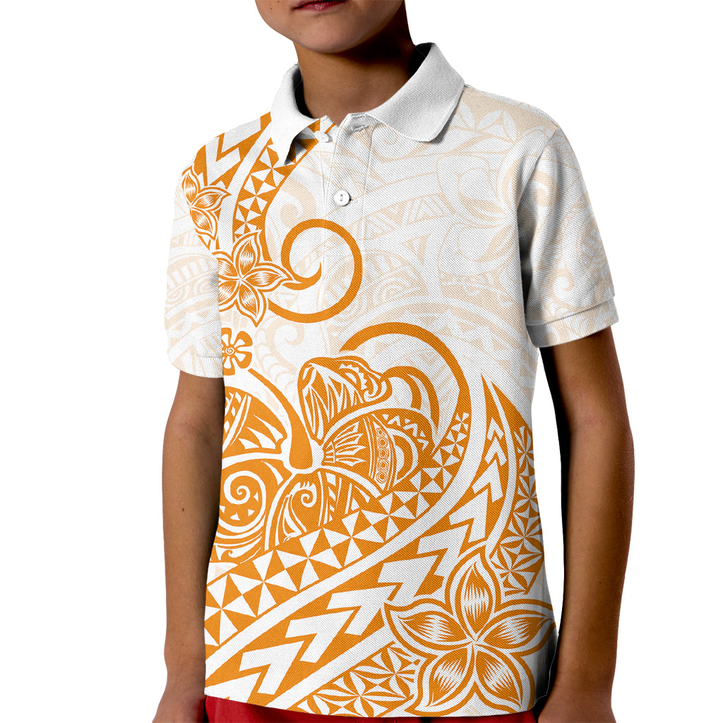 Polynesian Kid Polo Shirt Tribal Tattoo Gold Screen Color LT9 Kid Gold - Polynesian Pride