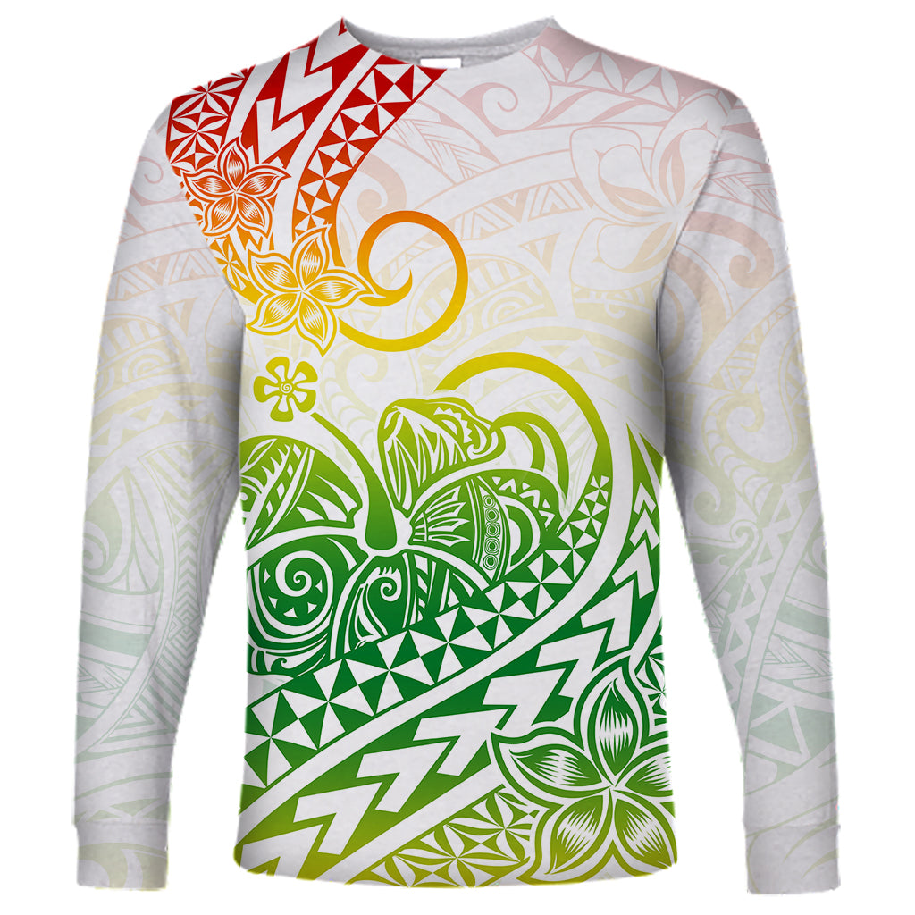 Polynesian Long Sleeve Shirt Tribal Tattoo Gradient 02 Screen Color LT9 Unisex Gradient - Polynesian Pride