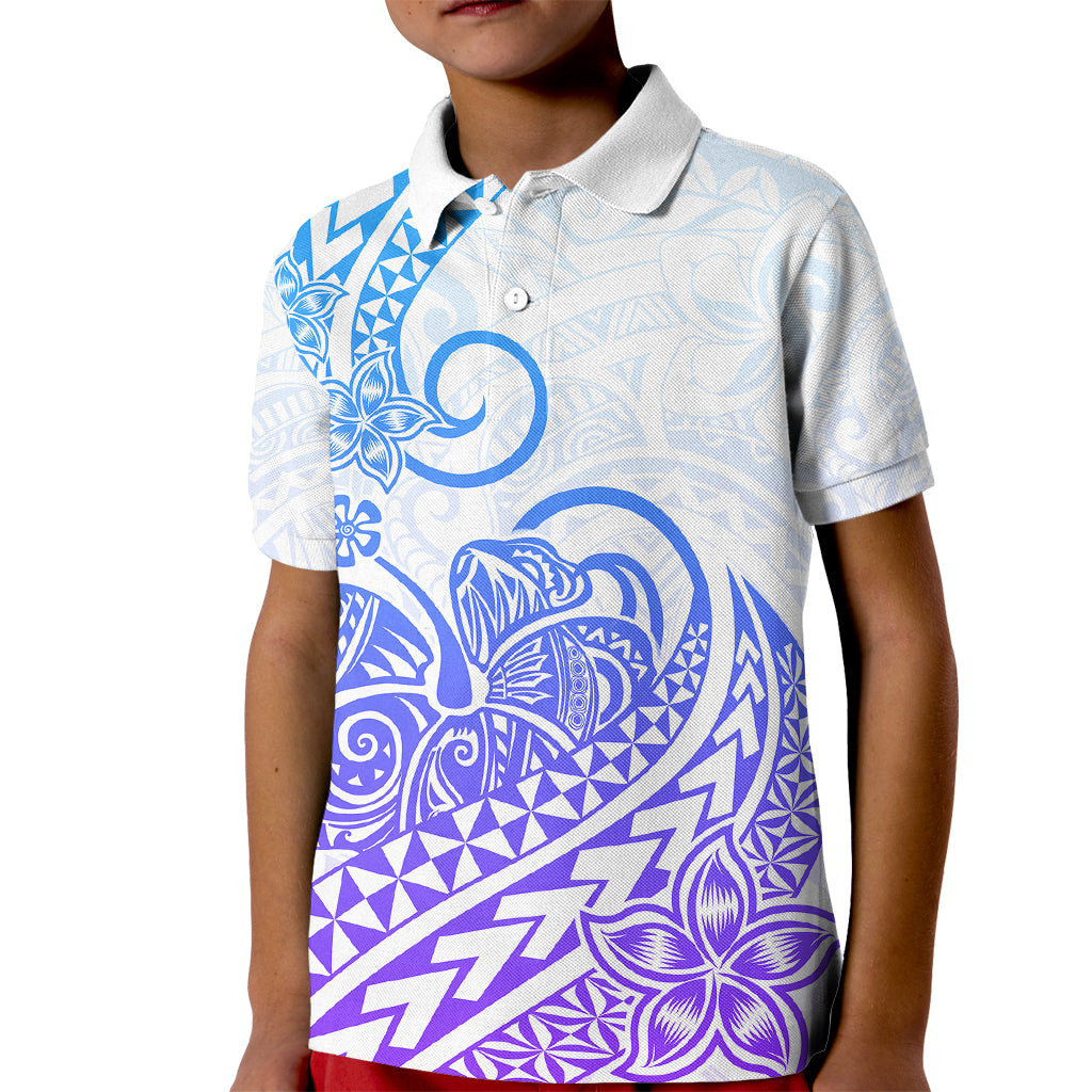 Polynesian Kid Polo Shirt Tribal Tattoo Gradient 04 Screen Color LT9 Kid Gradient - Polynesian Pride