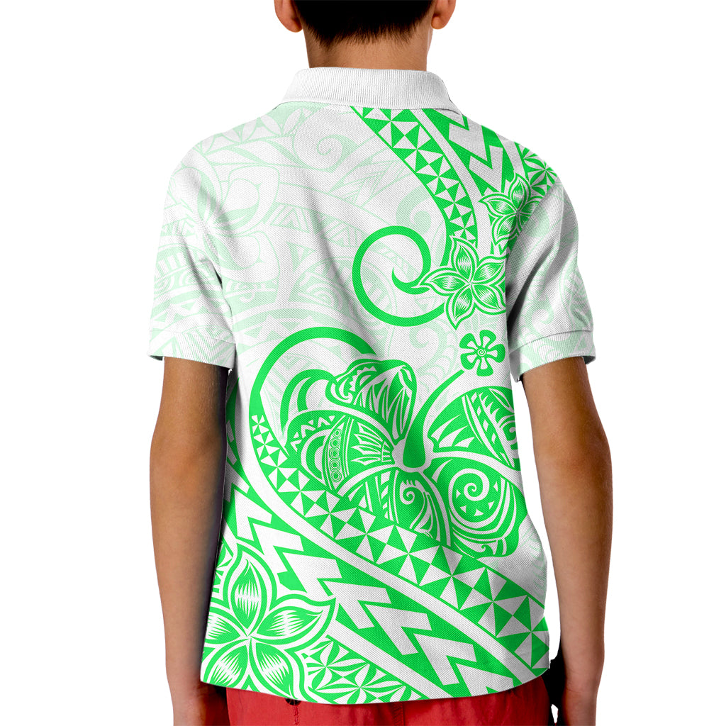 Polynesian Kid Polo Shirt Tribal Tattoo Green Screen Color LT9 - Polynesian Pride