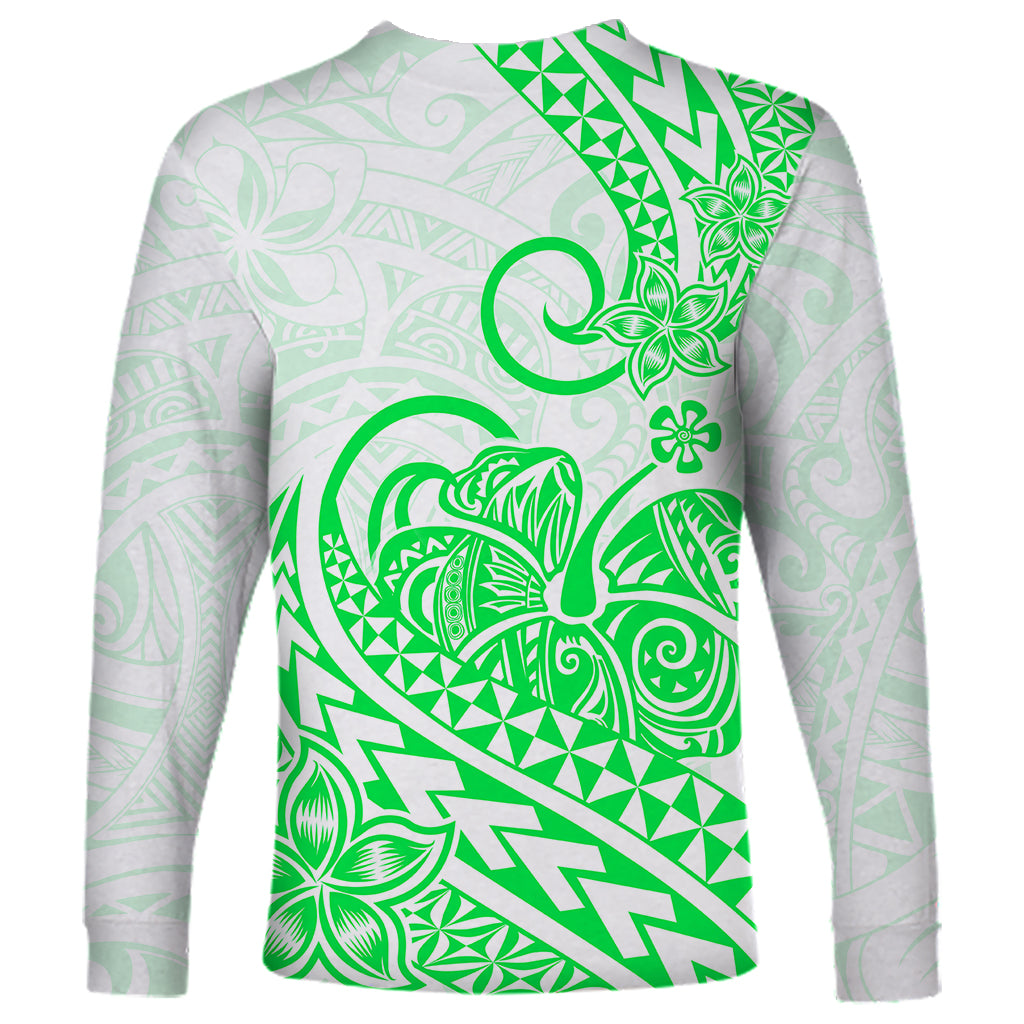 Polynesian Long Sleeve Shirt Tribal Tattoo Green Screen Color LT9 - Polynesian Pride