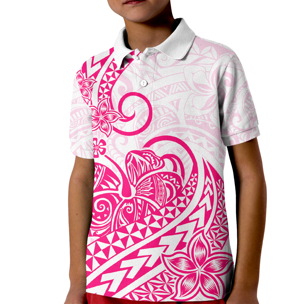 Polynesian Kid Polo Shirt Tribal Tattoo Pink Screen Color LT9 Kid Pink - Polynesian Pride