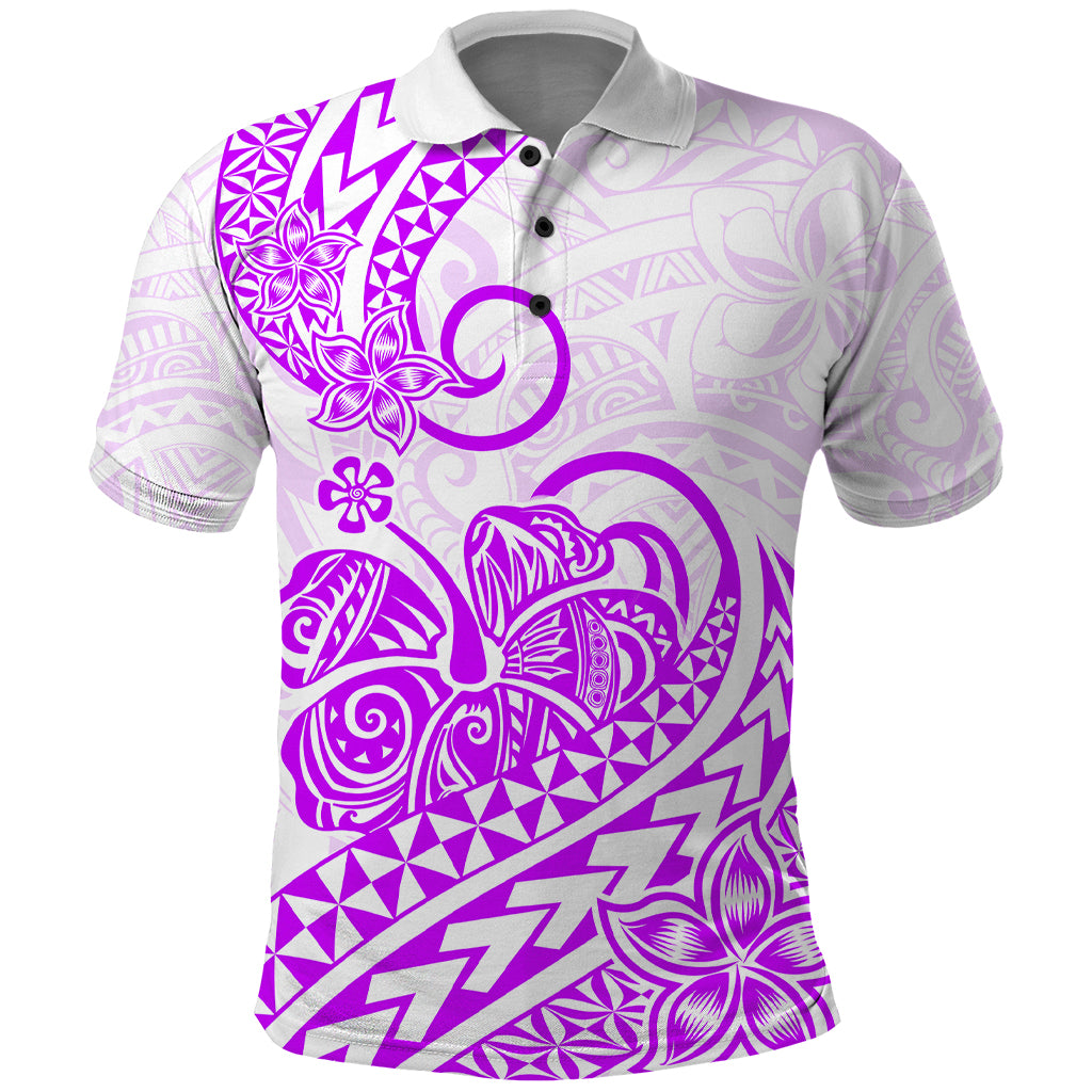 Polynesian Polo Shirt Tribal Tattoo Purple Screen Color LT9 Purple - Polynesian Pride