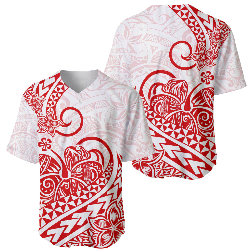 Polynesian Baseball Jersey Tribal Tattoo Red Screen Color LT9 Red - Polynesian Pride