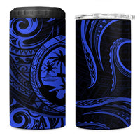Polynesian Guam Coat of Arms 4 in 1 Can Cooler Tumbler Polynesian Tribal Tattoo Blue Version