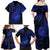 Polynesian Guam Coat of Arms Family Matching Off Shoulder Maxi Dress and Hawaiian Shirt Polynesian Tribal Tattoo Blue Version