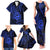 Polynesian Guam Coat of Arms Family Matching Tank Maxi Dress and Hawaiian Shirt Polynesian Tribal Tattoo Blue Version