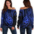 Polynesian Pride Guam Off Shoulder Sweater With Polynesian Tribal Tattoo and Coat of Arms Blue Version LT9 Women Blue - Polynesian Pride