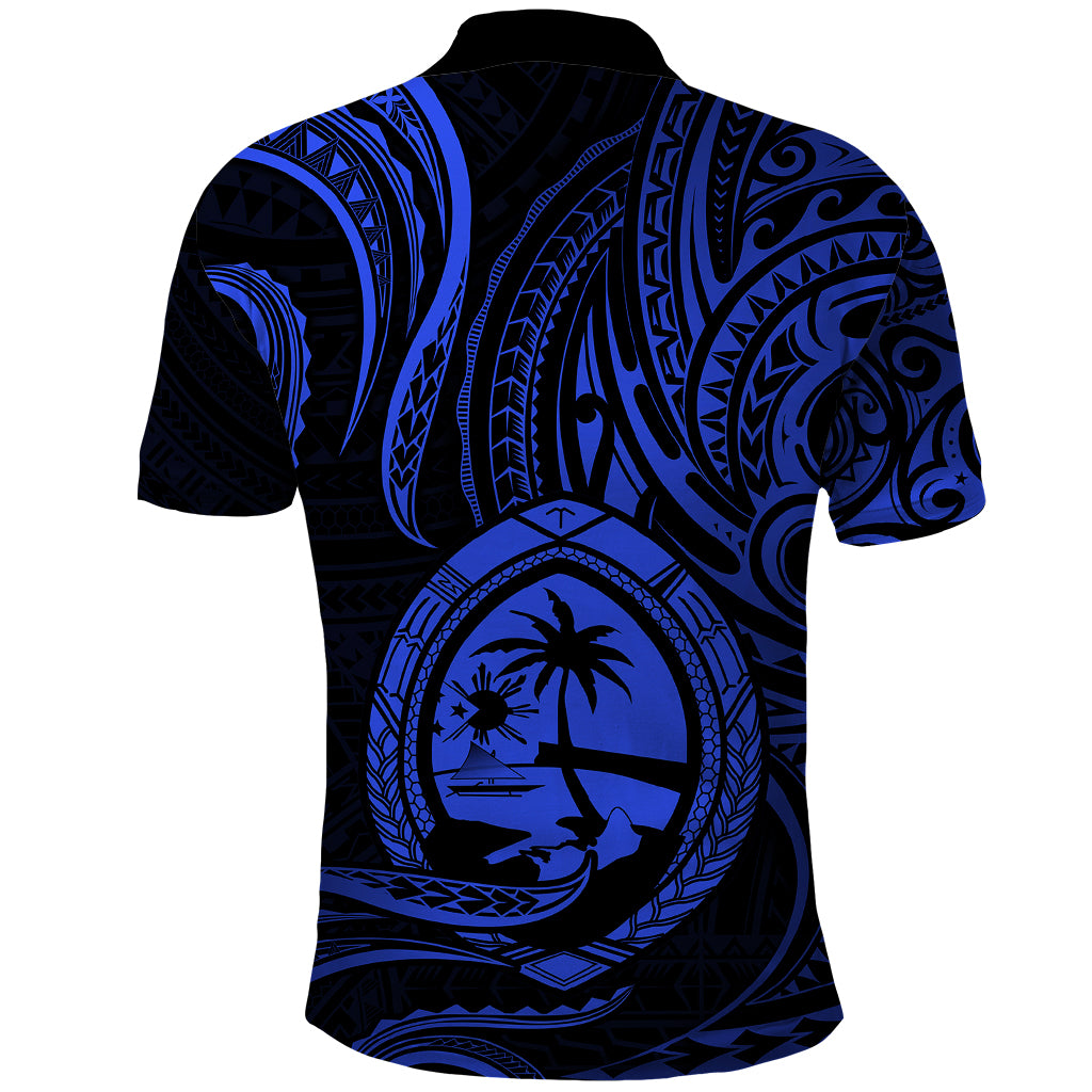 Polynesian Pride Guam Polo Shirt With Polynesian Tribal Tattoo and Coat of Arms Blue Version LT9 - Polynesian Pride