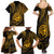 Polynesian Guam Coat of Arms Family Matching Summer Maxi Dress and Hawaiian Shirt Polynesian Tribal Tattoo Gold Version