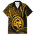 Polynesian Guam Coat of Arms Family Matching Summer Maxi Dress and Hawaiian Shirt Polynesian Tribal Tattoo Gold Version