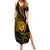 Polynesian Guam Coat of Arms Family Matching Summer Maxi Dress and Hawaiian Shirt Polynesian Tribal Tattoo Gold Version