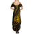 Polynesian Guam Coat of Arms Family Matching Summer Maxi Dress and Hawaiian Shirt Polynesian Tribal Tattoo Gold Version