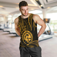 Polynesian Pride Guam Men Tank Top With Polynesian Tribal Tattoo and Coat of Arms Gold Version LT9 - Polynesian Pride