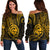 Polynesian Pride Guam Off Shoulder Sweater With Polynesian Tribal Tattoo and Coat of Arms Gold Version LT9 Women Gold - Polynesian Pride