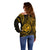 Polynesian Pride Guam Off Shoulder Sweater With Polynesian Tribal Tattoo and Coat of Arms Gold Version LT9 - Polynesian Pride