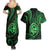 Polynesian Guam Coat of Arms Couples Matching Summer Maxi Dress and Hawaiian Shirt Polynesian Tribal Tattoo Green Version